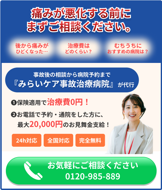 事故治療・通院の相談をする 0120-974-172